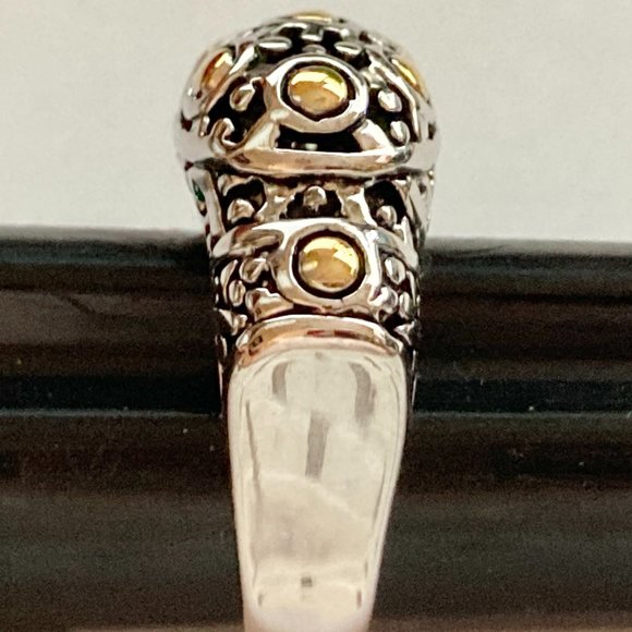 Two tone Art Deco Dome Cocktail Ring Size 5 Celtic Filigree Silver Gold Plated - Picture 5 of 9
